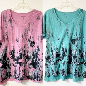 Two Roamans Short Sleeve High Low Tops